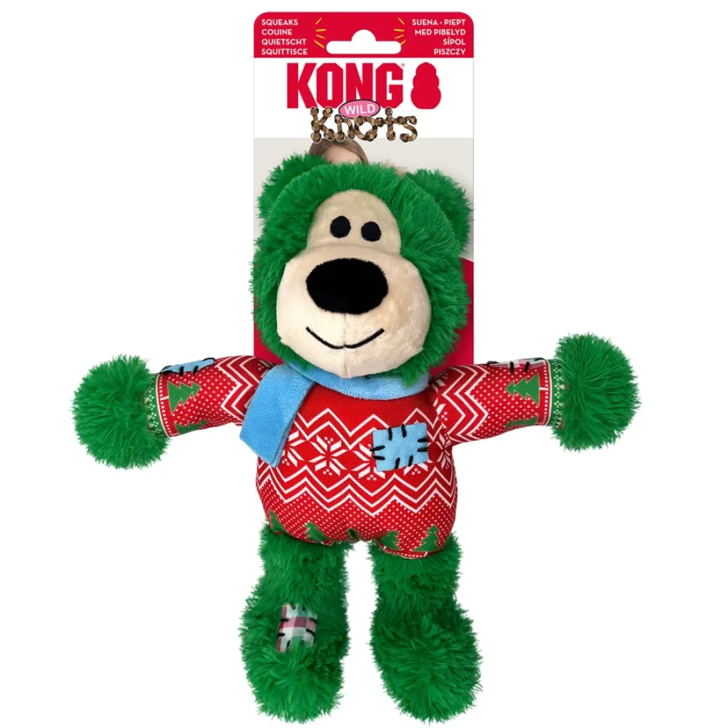 KONG Holiday Wild Knots Bear Mix M/L - jule hundelegetøj