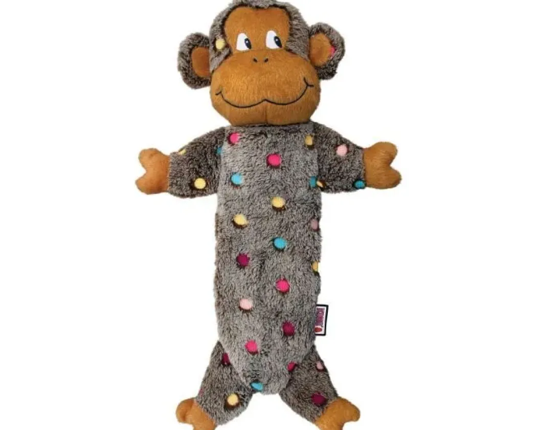 KONG Hundelegetøj LowStuff Monkey Grå L 40 cm - abe bamse til hunde