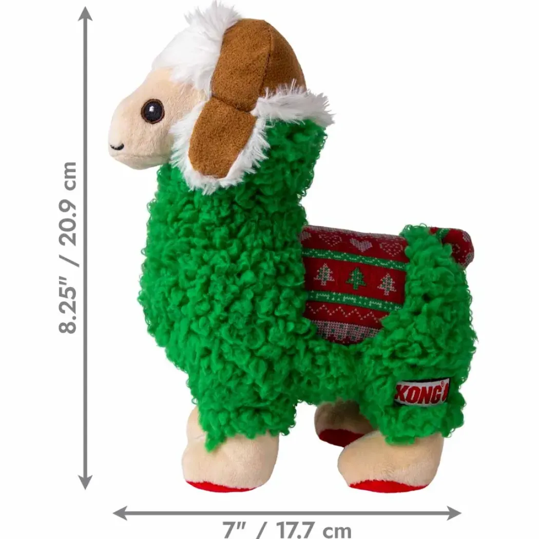 KONG Sherps Llama (M) - blød plys-lama-legetøj til hunde med pivelyd og slidstærk konstruktion.