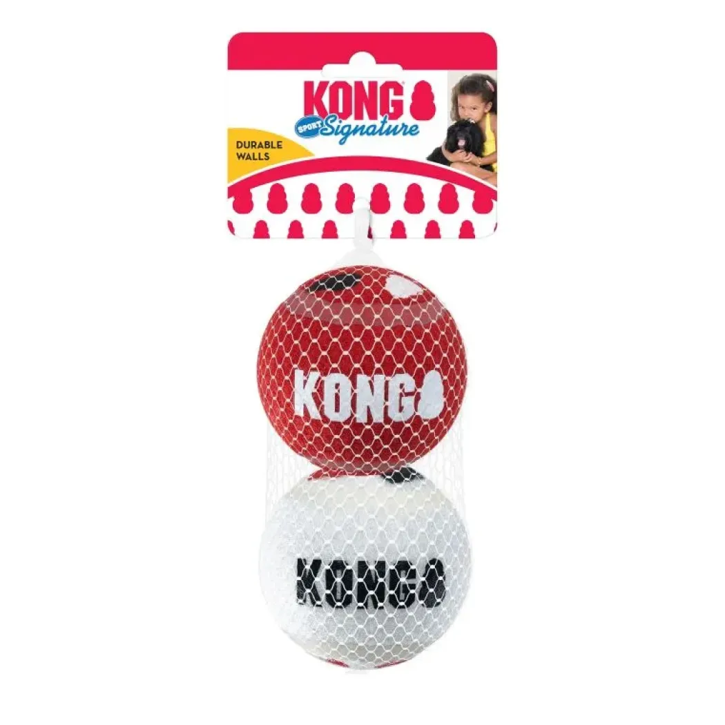 KONG Signature Sport Bolde L 2 stk 8 cm - store hundebolde i robust kvalitet
