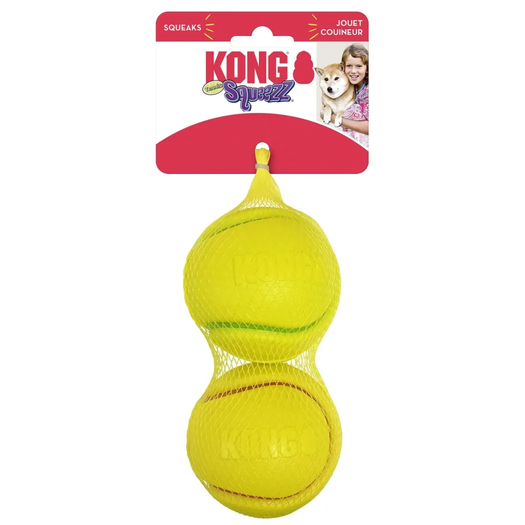 Kong Squeez Tennis 2 stk Ø 8 cm - sjove bolde med piv