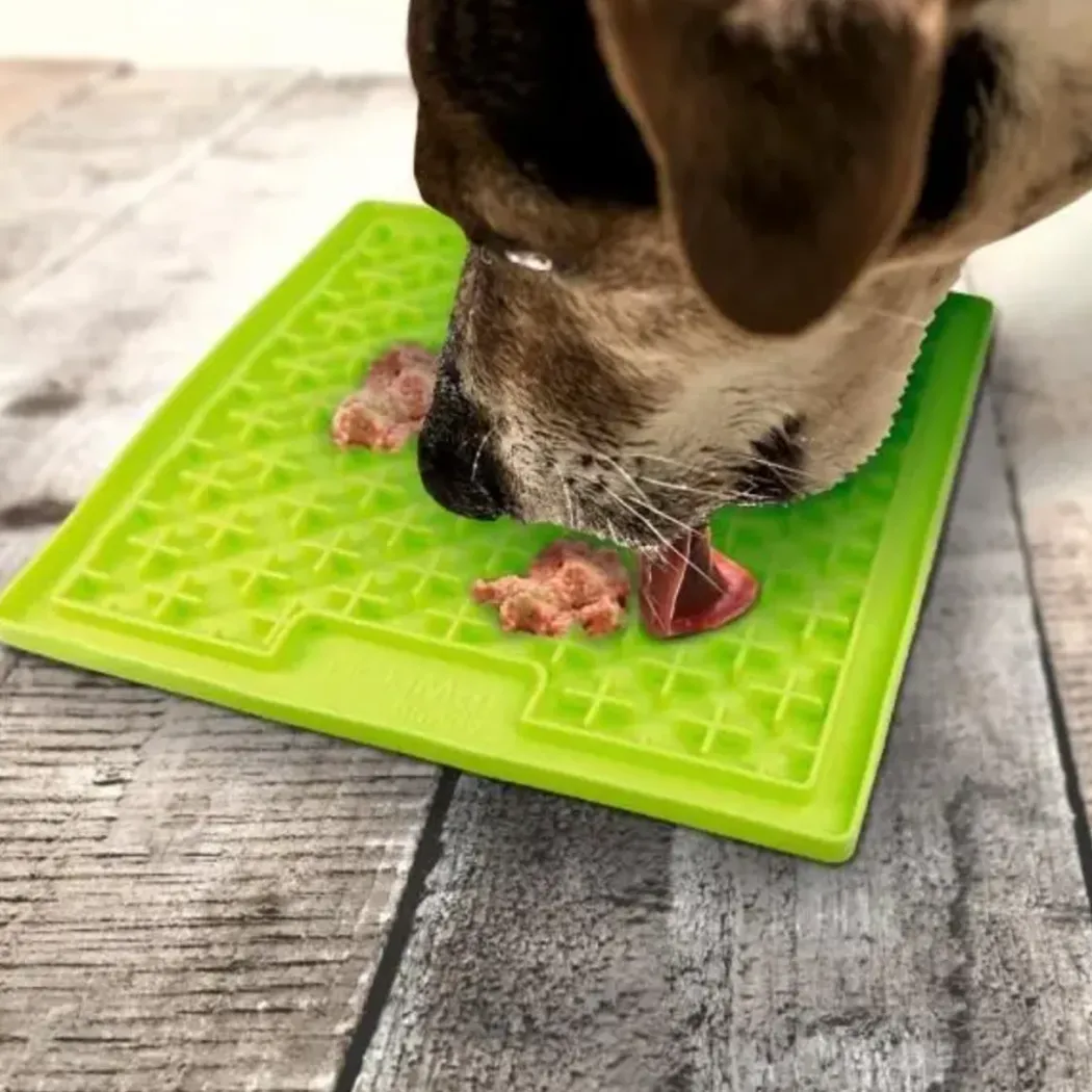 LickiMat Slikkemåtte 28 x 28 cm Grøn - aktiveringsmåtte til hunde