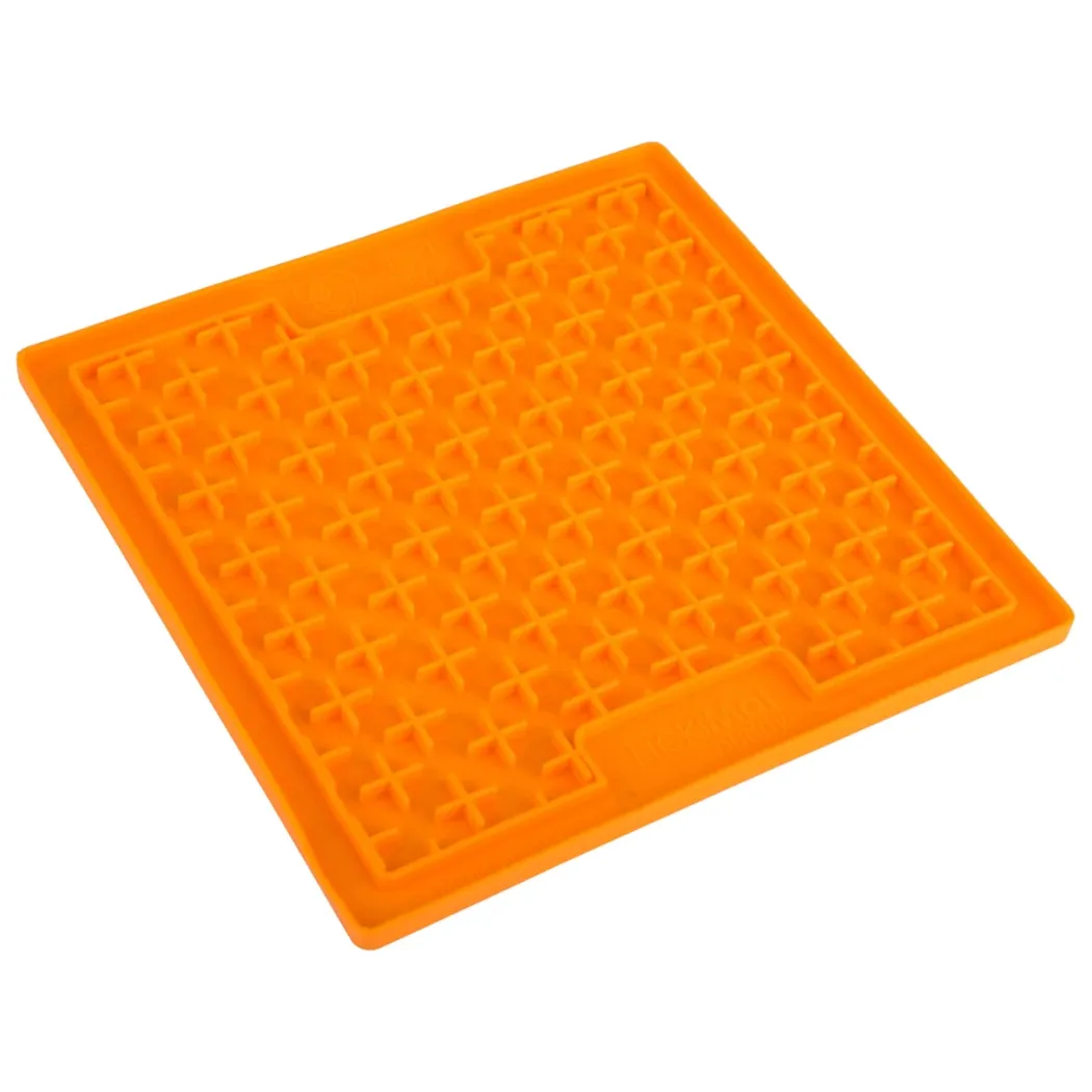 LickiMat Slikkemåtte 28 x 28 cm Orange - aktiveringsmåtte til hunde