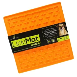 LickiMat Slikkemåtte 28 x 28 cm Orange - aktiveringsmåtte til hunde