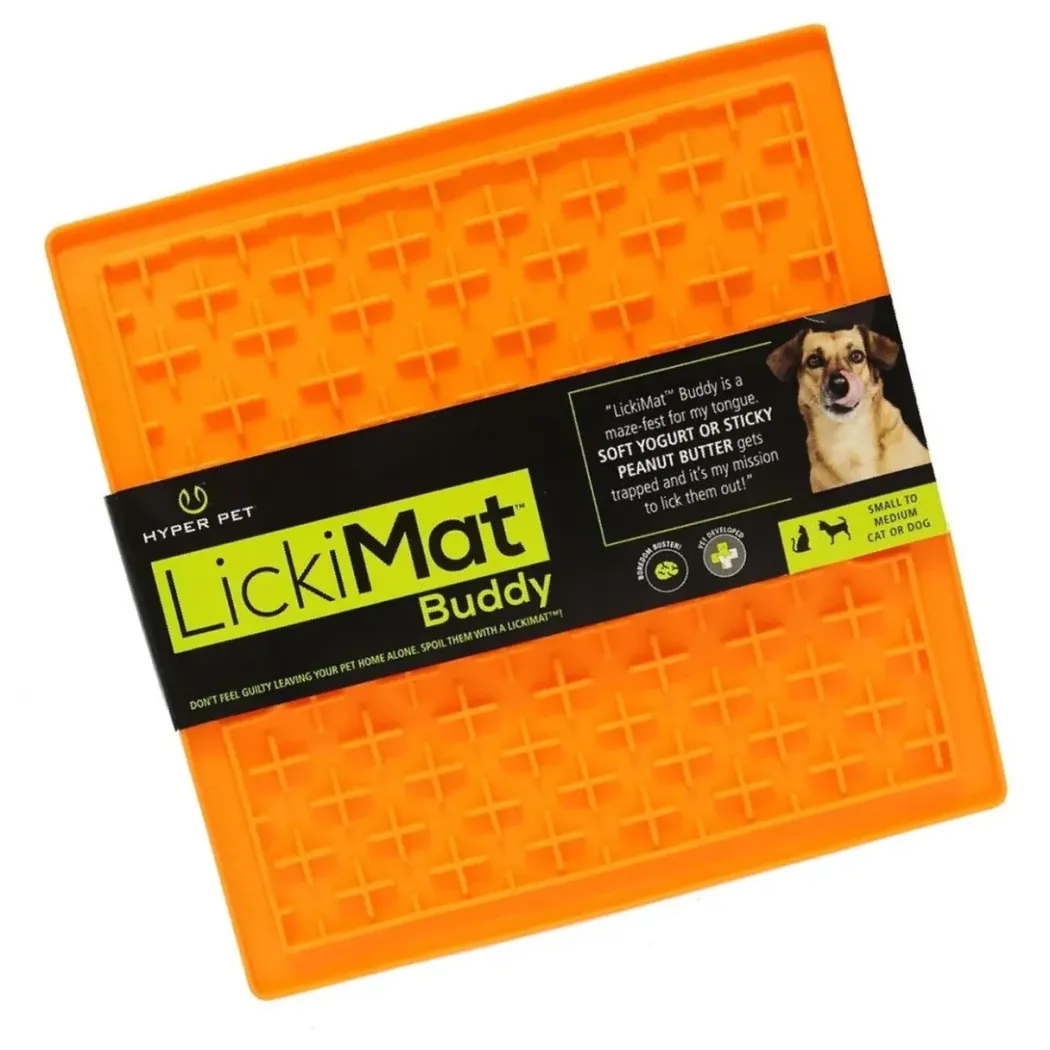LickiMat Slikkemåtte 28 x 28 cm Orange - aktiveringsmåtte til hunde