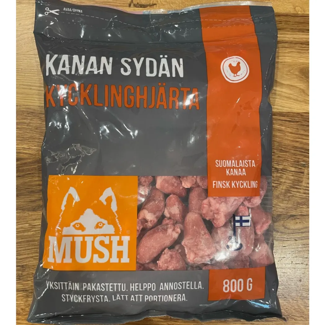 MUSH Basic Kyllingehjerter 800 g - Naturlige hundesnacks