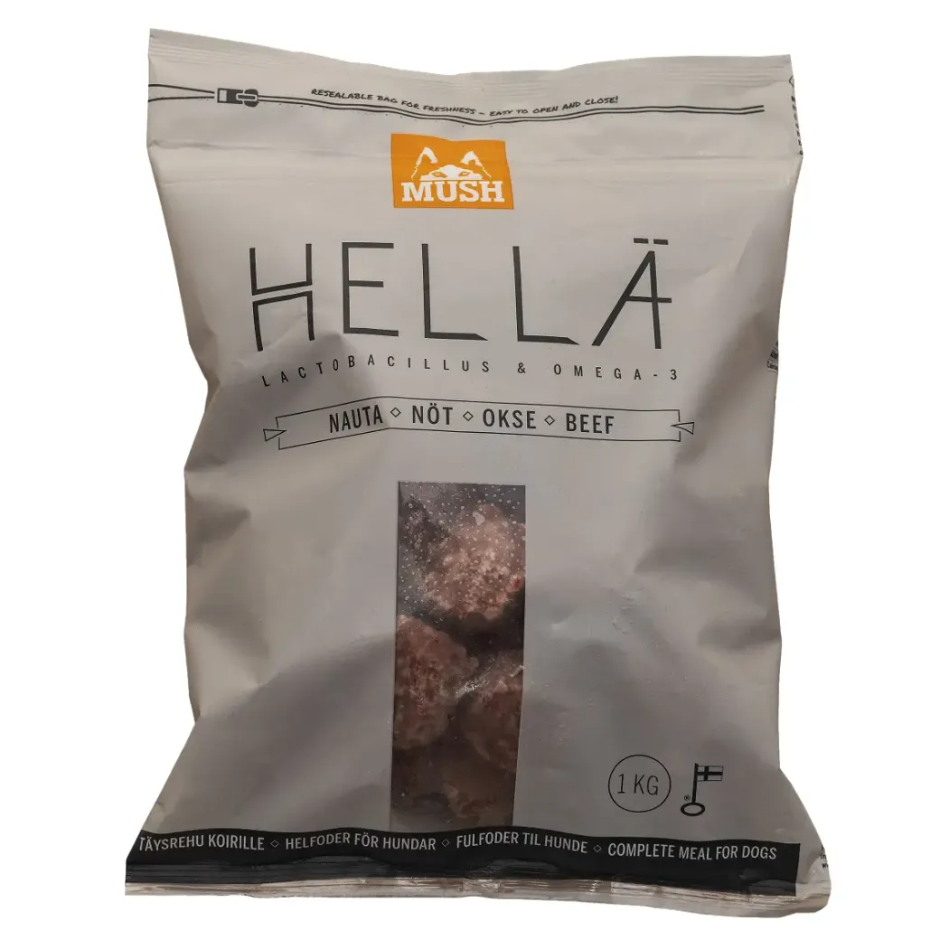 MUSH HELLÄ Okse 1 kg - Naturligt råfoder til din hund