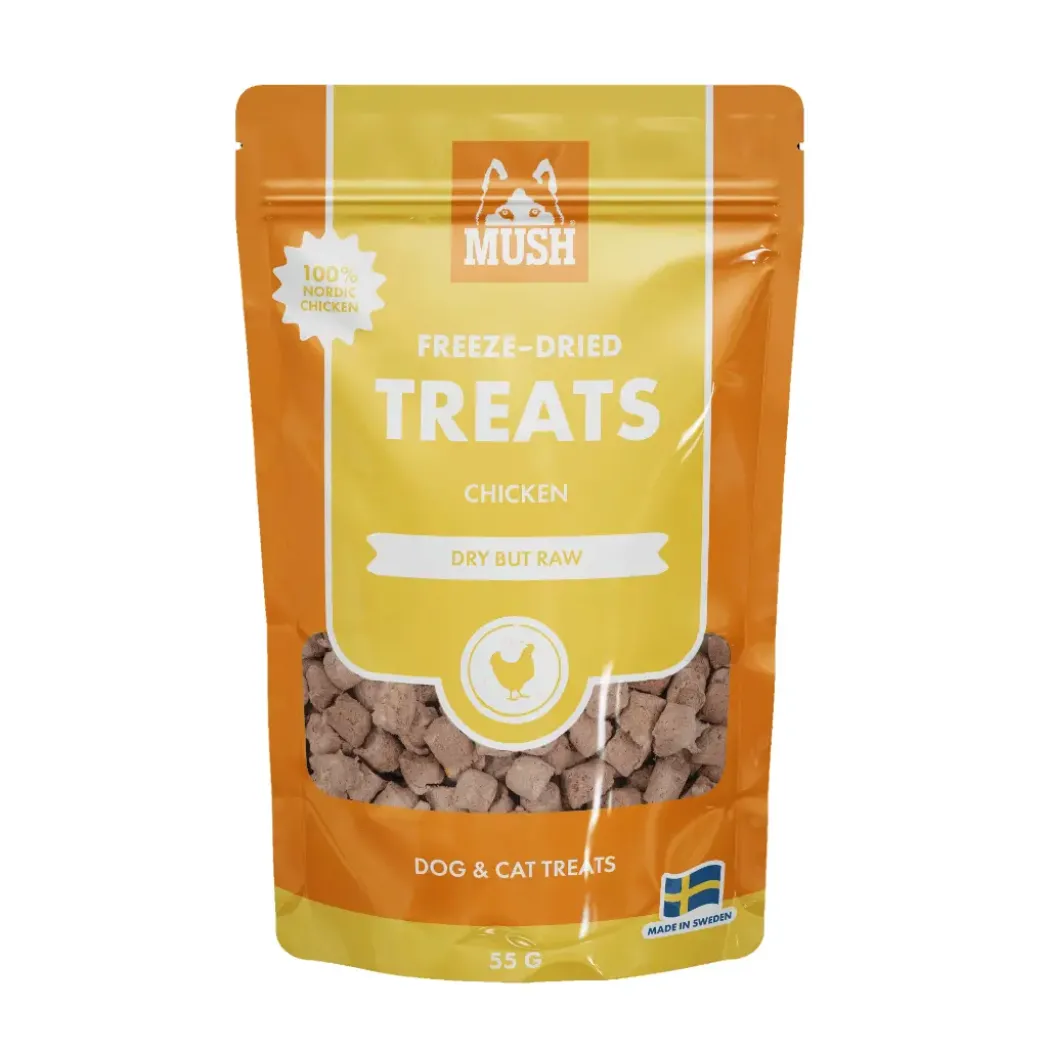 MUSH Treat Kylling 55 g - naturlige godbidder til hunde