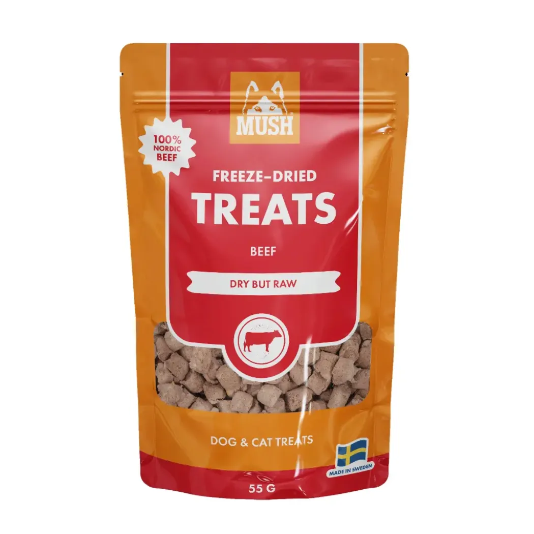 MUSH Treat Okse 55 g - naturlige frysetørrede hundesnacks