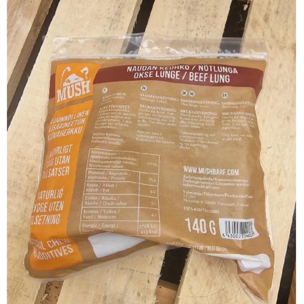 MUSH VAINU Hundesnack Okselunge 140 g - naturlige træningssnacks