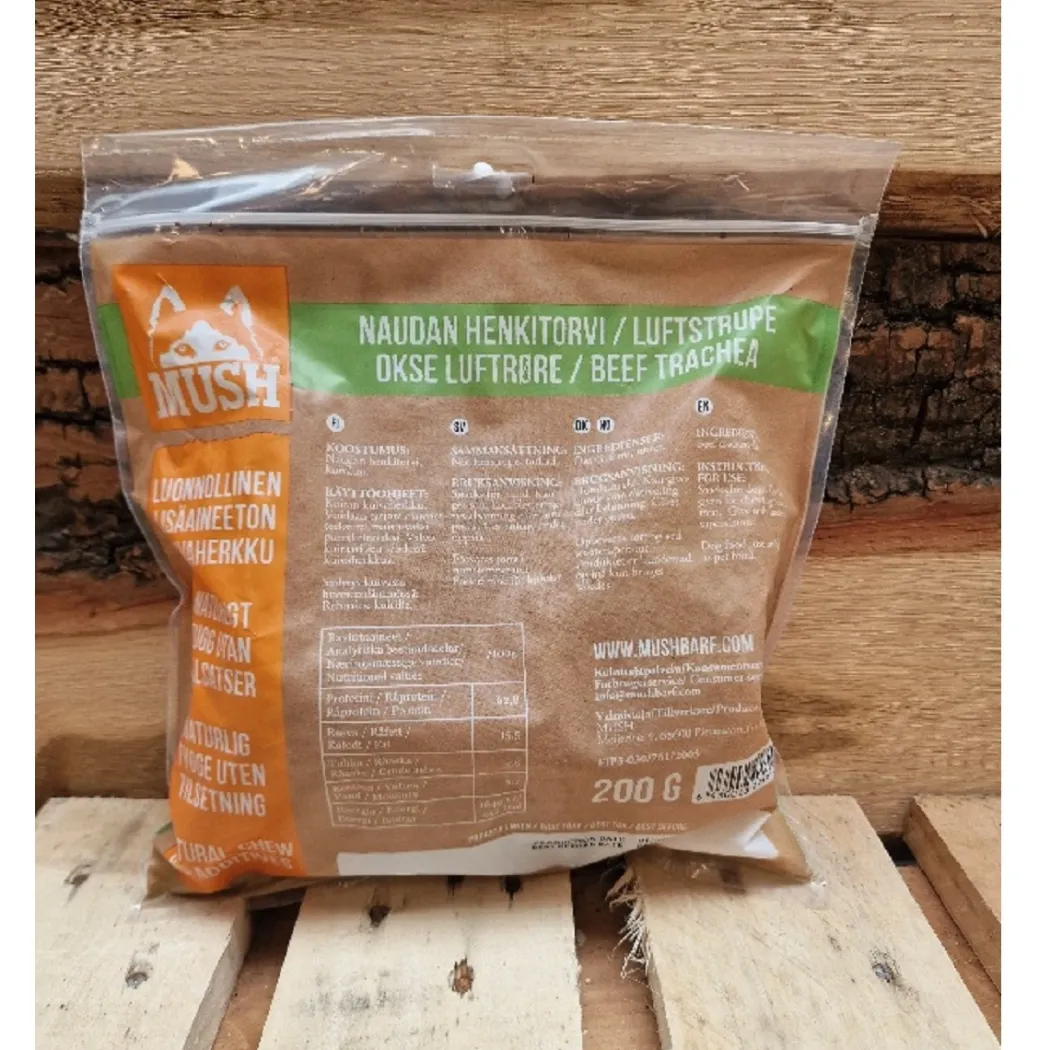 MUSH VAINU Hundesnack Okseluftrør 200 g - naturlige tyggeben til hunde