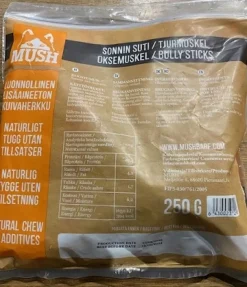 MUSH VAINU Hundesnack Tyremuskel 250 g - naturlige tyggeben til hunde