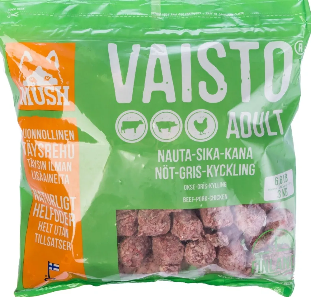 MUSH Vaisto Grøn Okse Gris Kylling 3 kg - sundt hundefoder