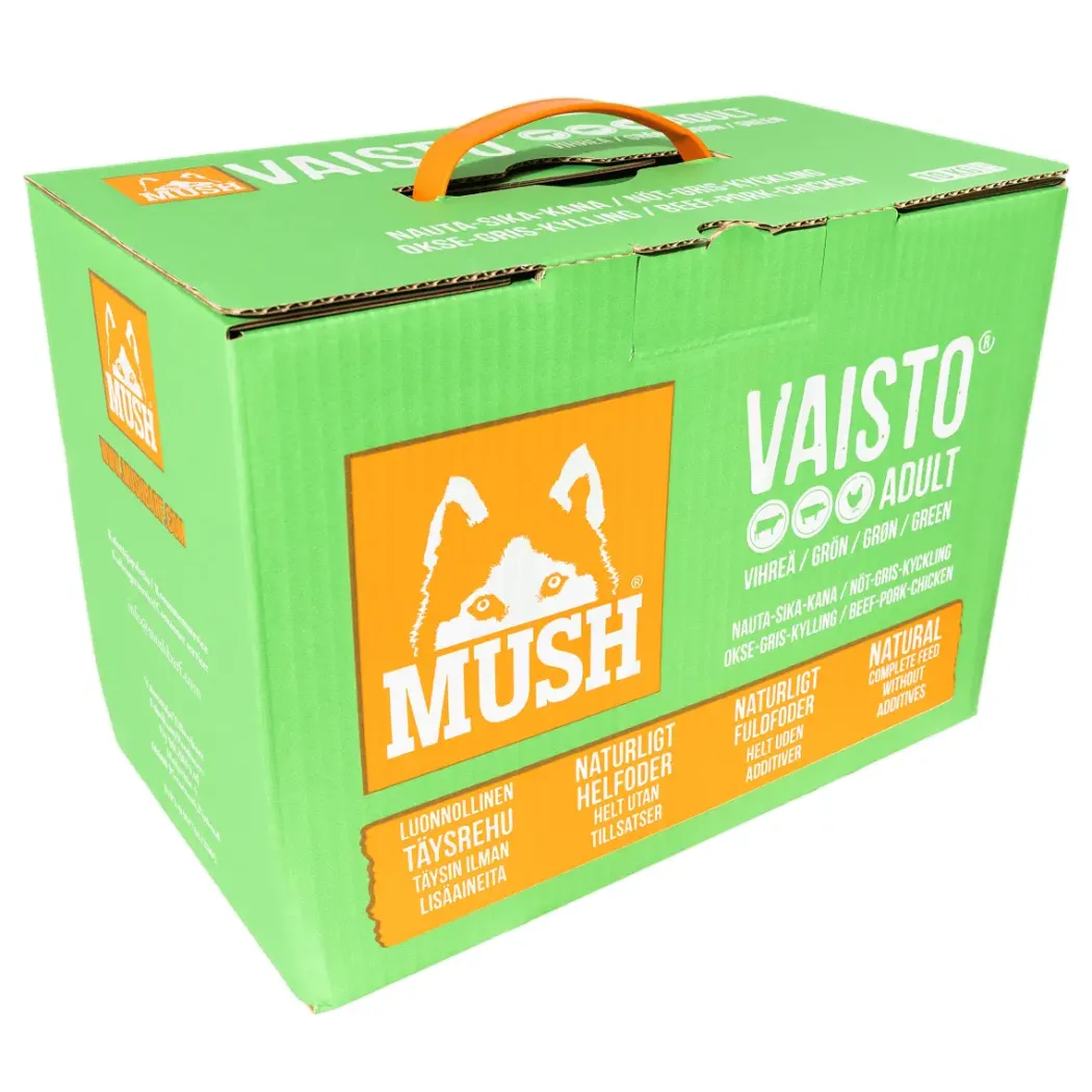 MUSH Vaisto Grøn - Råfoder til hund med okse, gris og kylling 10 kg