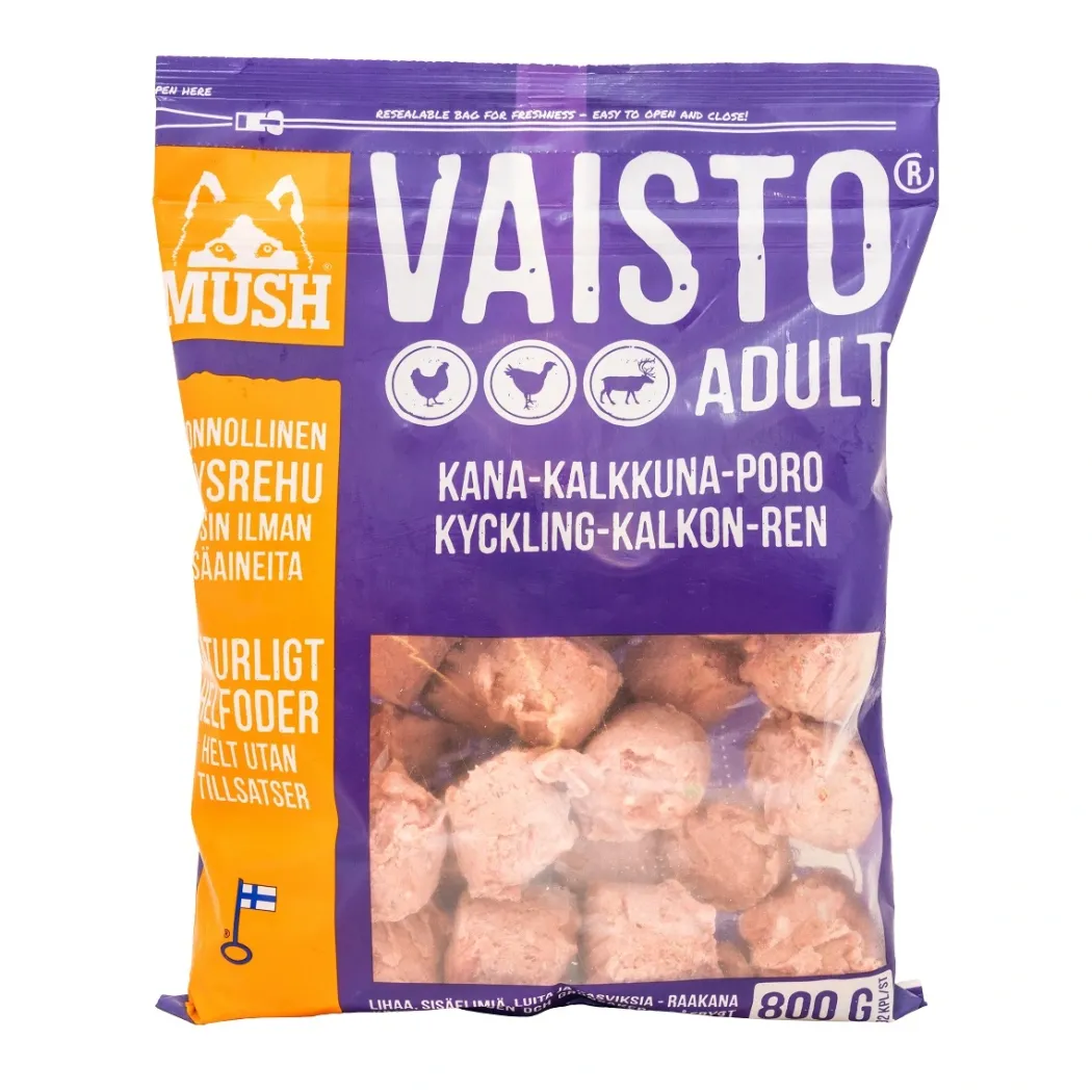 MUSH Vaisto Lilla Kylling Kalkun Rensdyr 800 g - Naturligt hundefoder