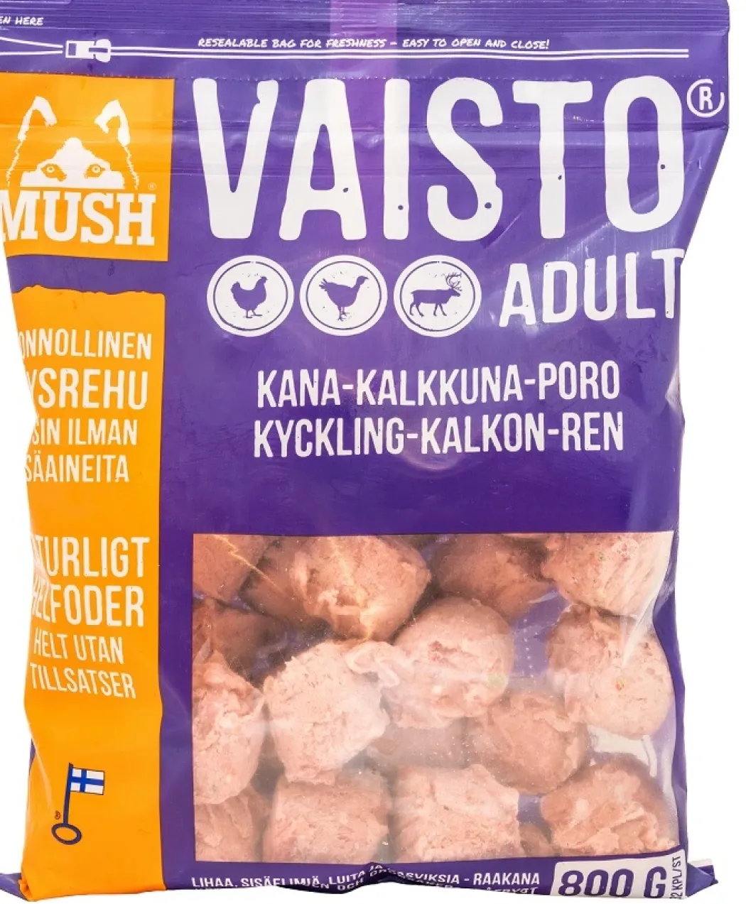 MUSH Vaisto Lilla Kylling Kalkun Rensdyr 800 g - Naturligt hundefoder