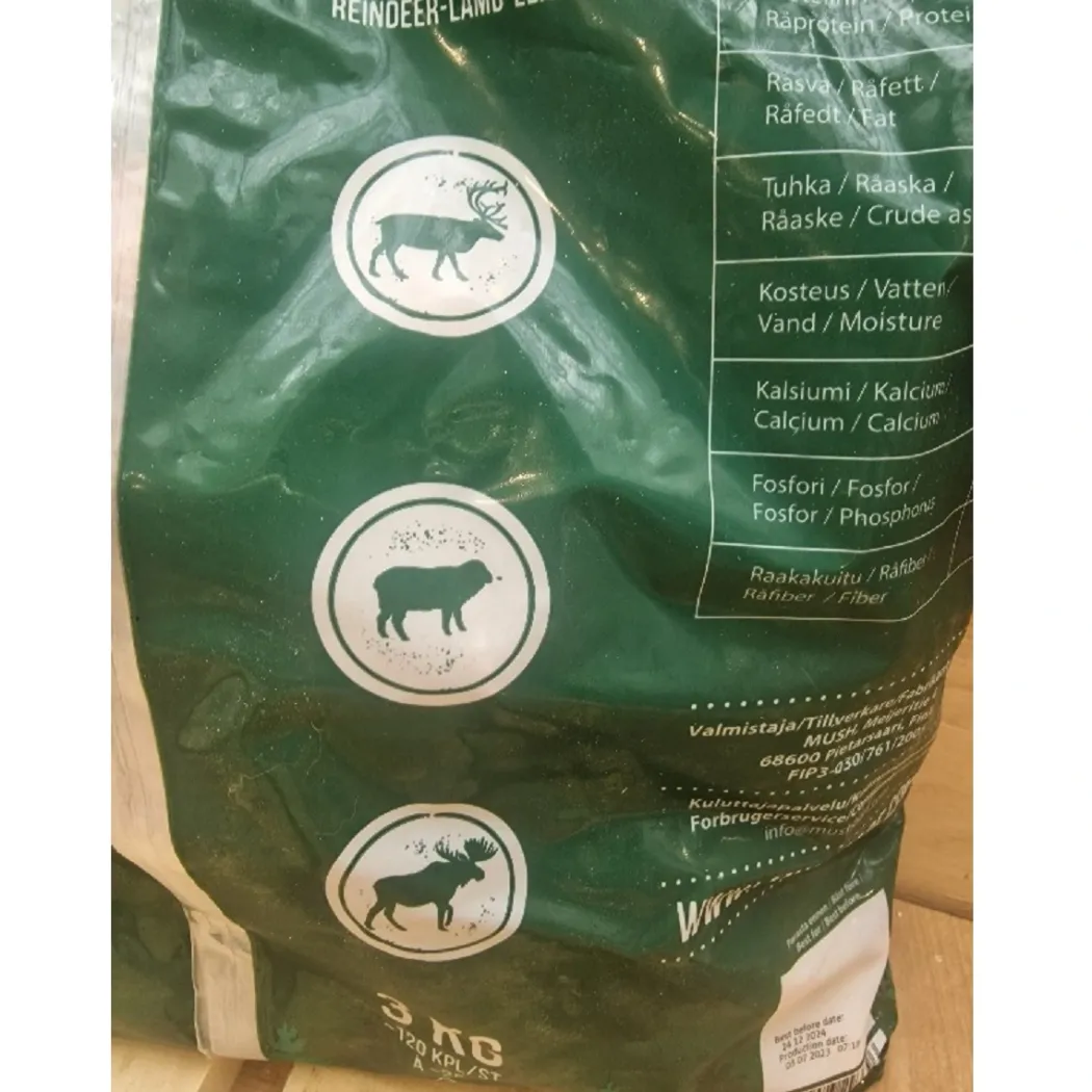 MUSH Vaisto Mørkegrøn Wild rensdyr lam elg til hund 3 kg