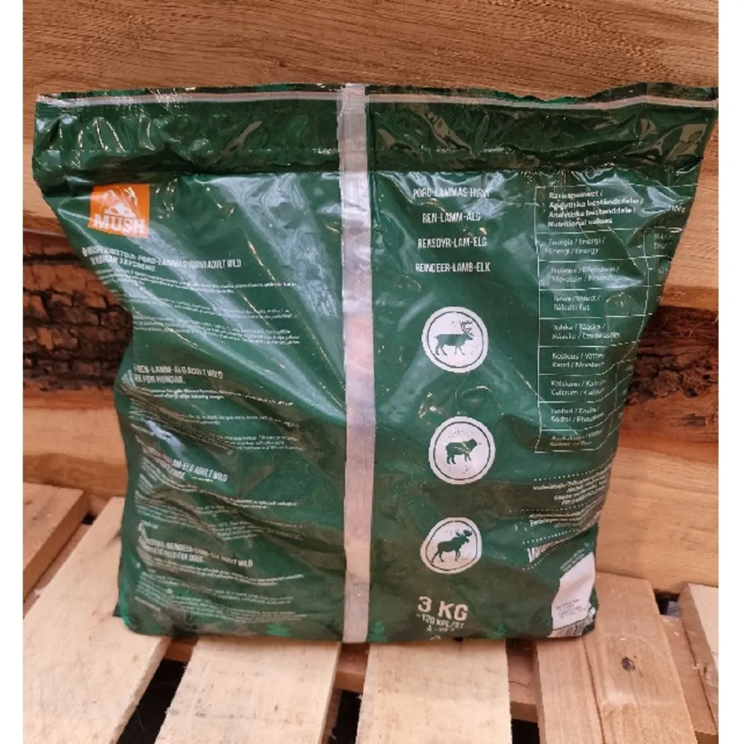 MUSH Vaisto Mørkegrøn Wild rensdyr lam elg til hund 3 kg