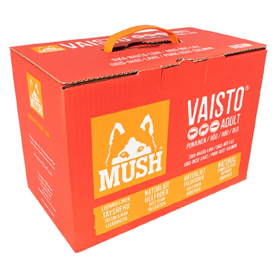 MUSH Vaisto Rød Gris Okse Laks XL 10 kg - Naturligt BARF-foder til hunde