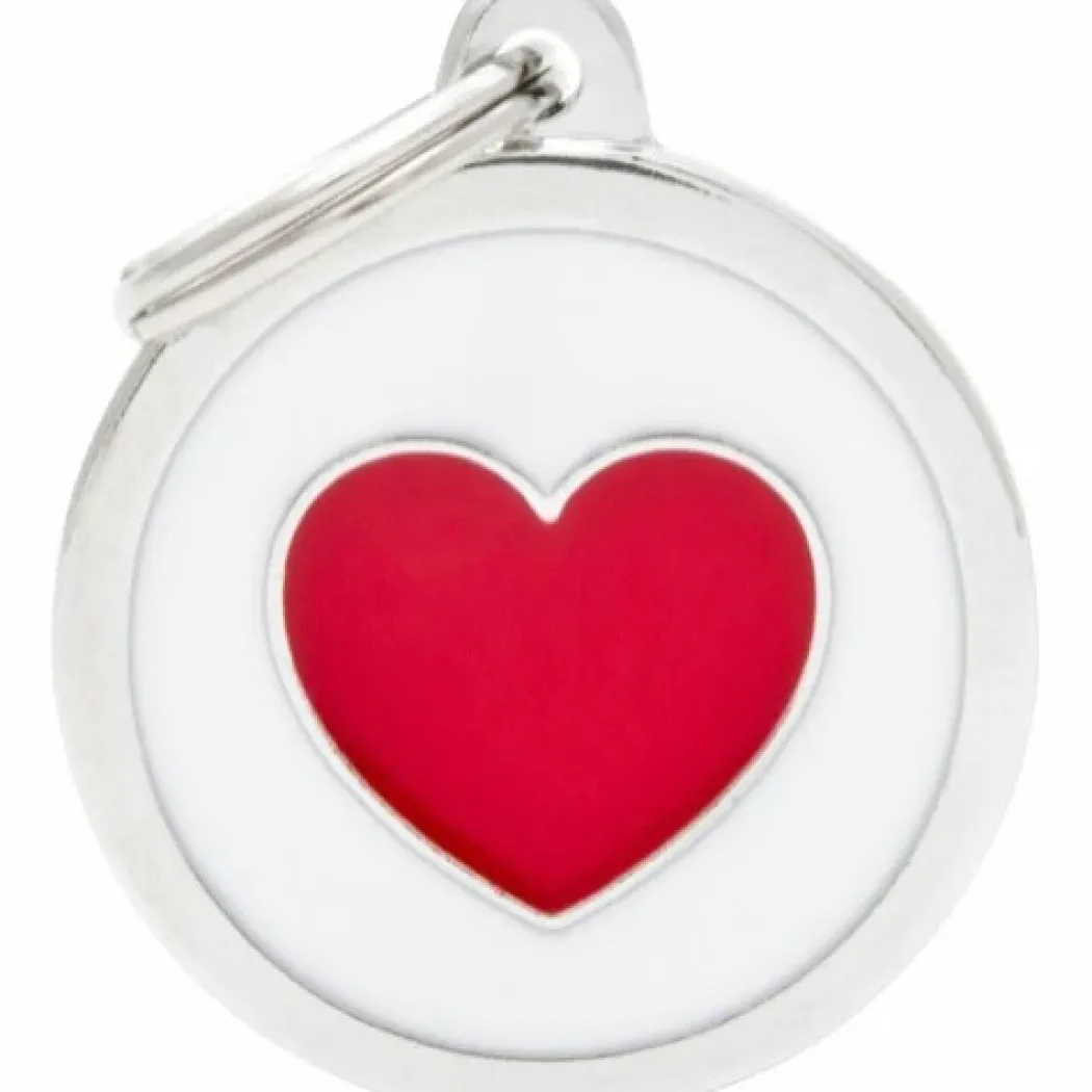 My Family Hundetegn Charm Cirkel Med Hjerte Hvid