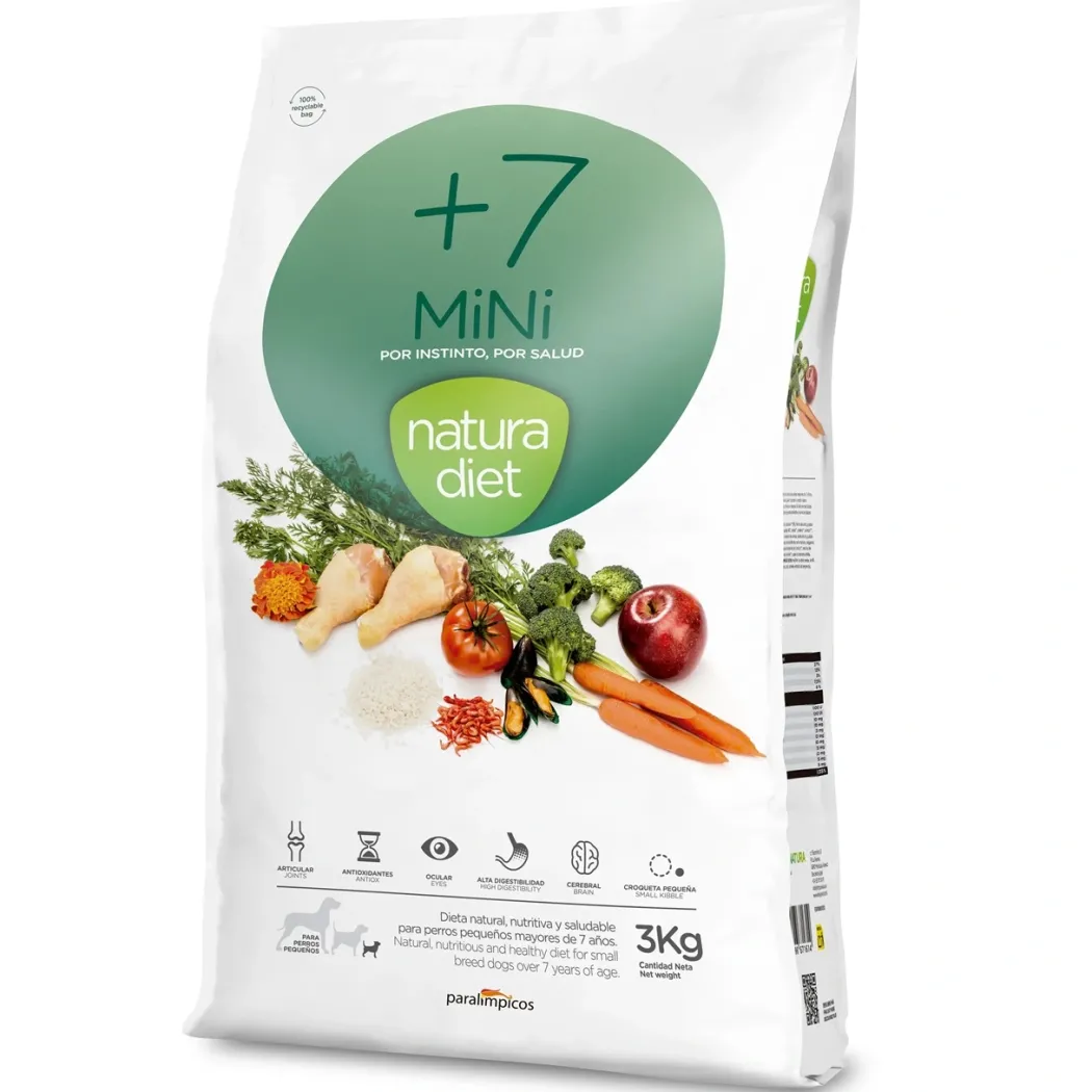 Natura Diet Hundefoder Senior +7 Mini 3 kg - tørfoder til små ældre hunde
