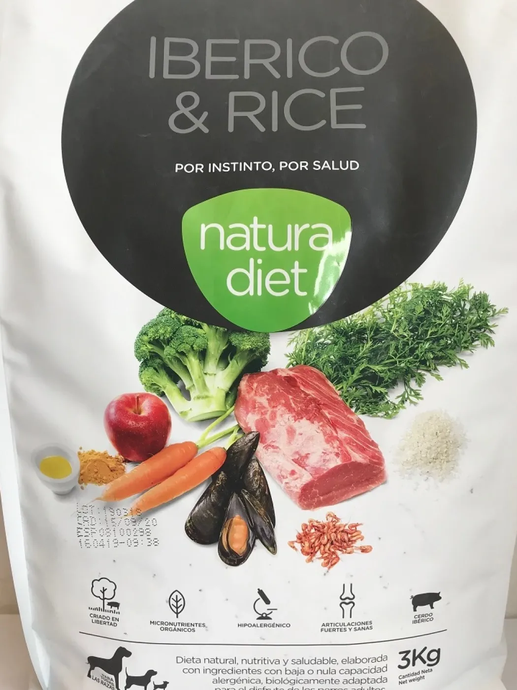 Natura Diet Iberico og Ris Hundefoder 3 kg - Naturlig ernæring