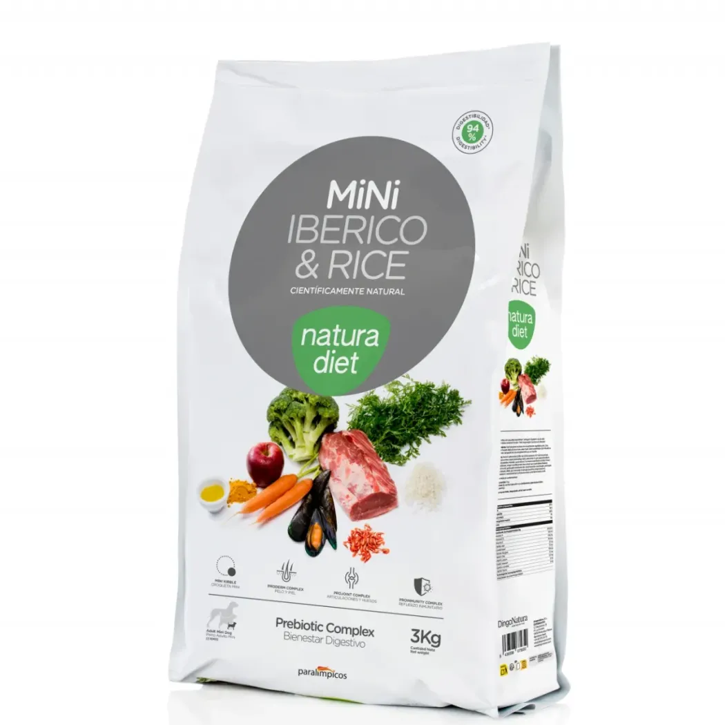 Natura Diet Iberico & Ris Mini 3 kg - Hundefoder til små voksne hunde