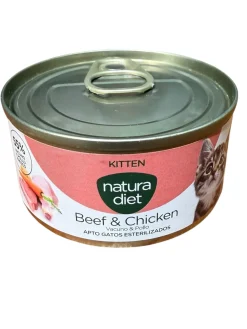 Natura diet kattevådmad Kitten Beef og Chicken 85 g