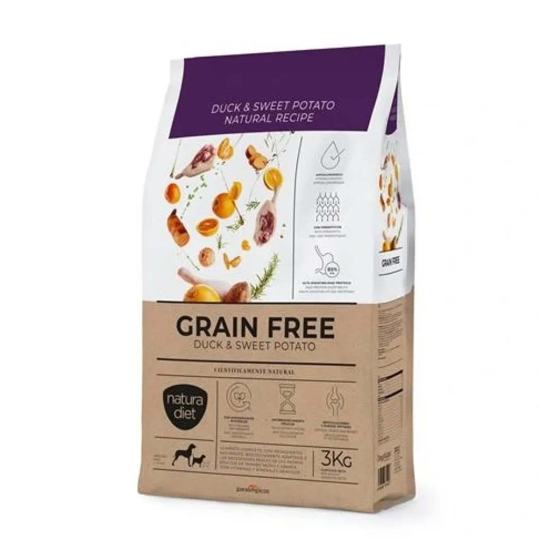 Natura Diet Kornfri And og sød kartoffel 3 kg - kornfrit tørfoder til hunde
