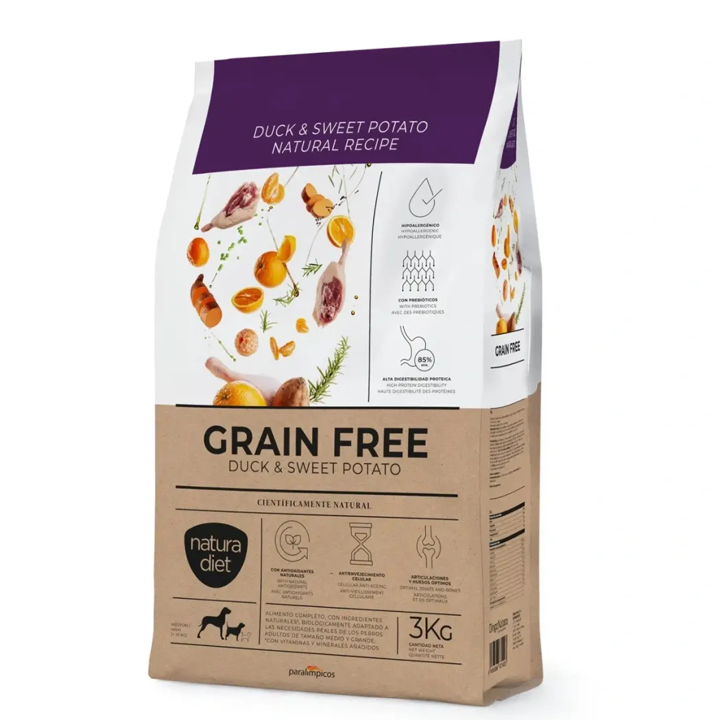 Natura Diet Kornfri And og sød kartoffel 3 kg - kornfrit tørfoder til hunde