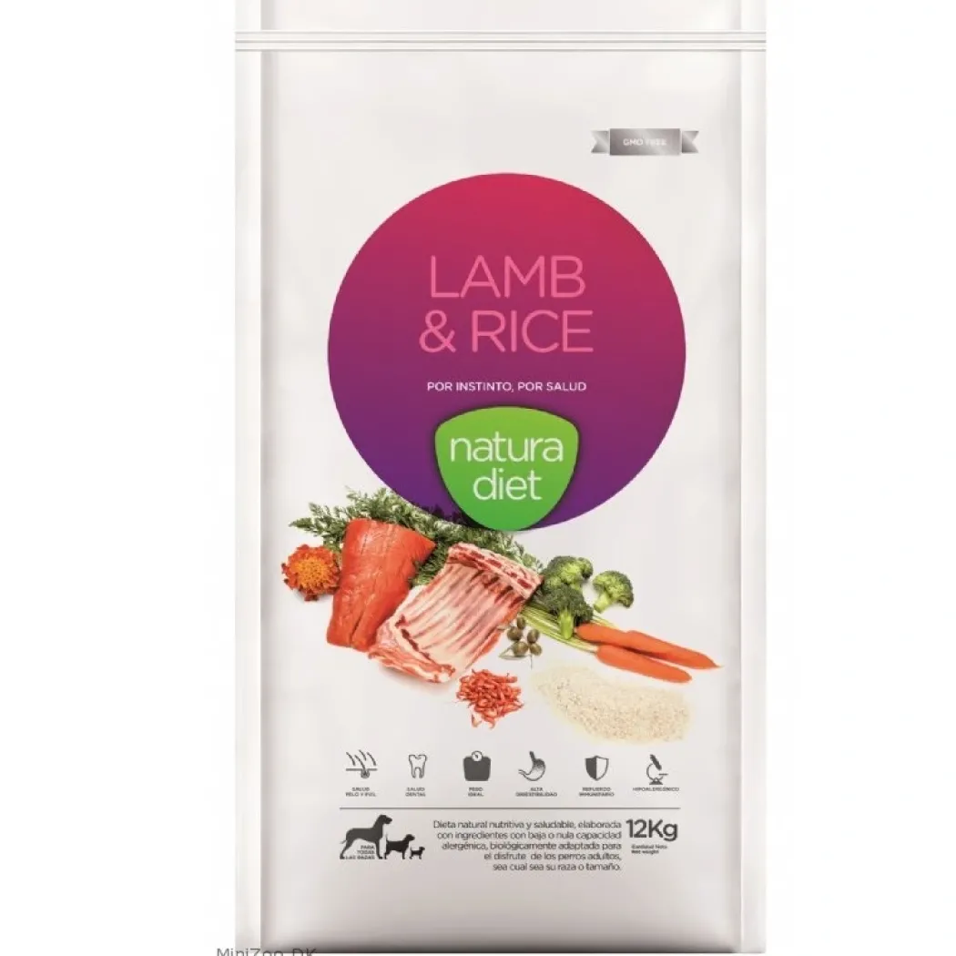 Natura Diet Lam og Ris Hundefoder 12 kg - Sundt foder