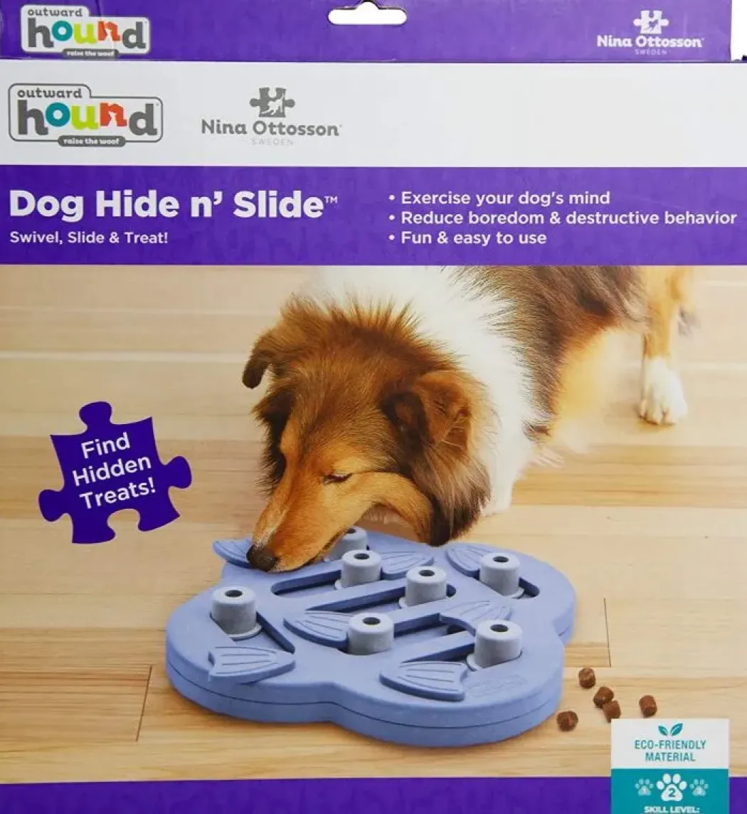 Nina Ottosson HideSlide Niveau 2 Lila - sjovt aktivitetslegetøj til hunde