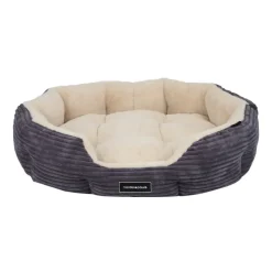 Nordic Paws Arlo Cozy S grå - blød og hyggelig hundeseng i frotte