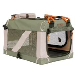 Nordic Paws Foldbart luksus hundebur i stof Army S - komfort og ro