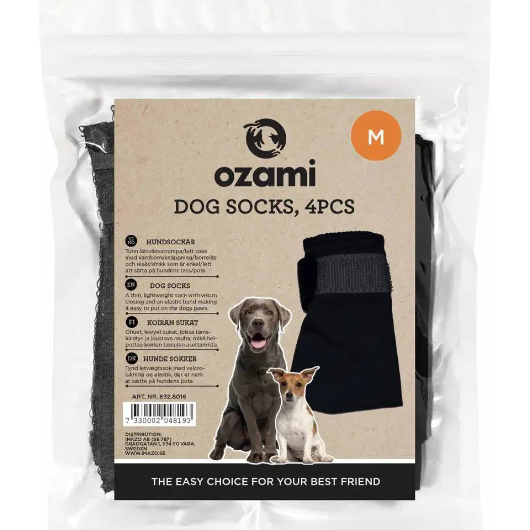 Ozami hundesokker M sort - 4 stk til små hundepoter