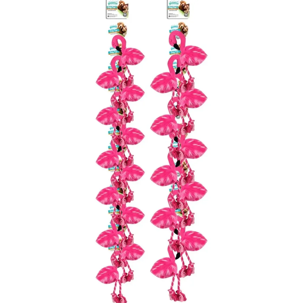 Pawise Flamingo Hundelegetøj med Reb - sjov bamse i plys