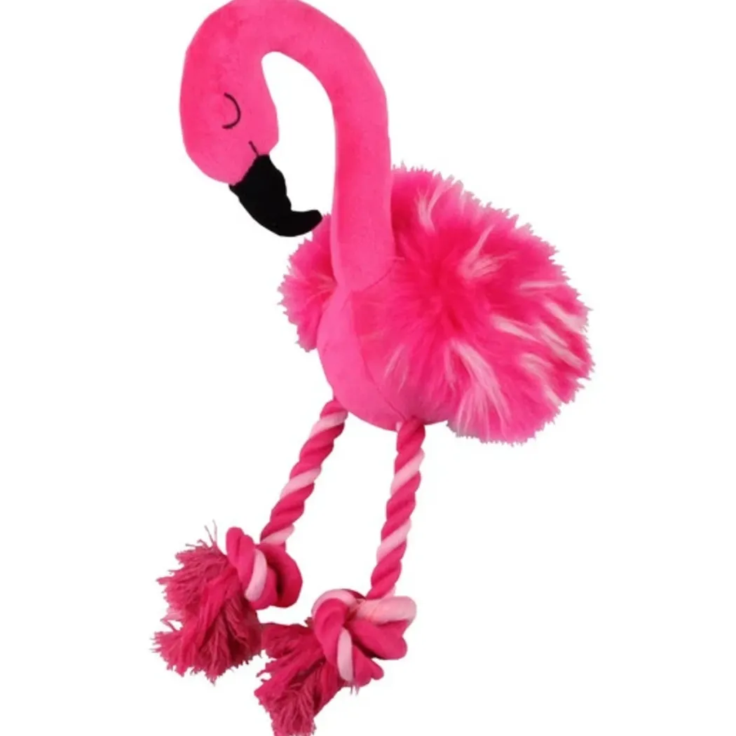 Pawise Flamingo Hundelegetøj med Reb - sjov bamse i plys