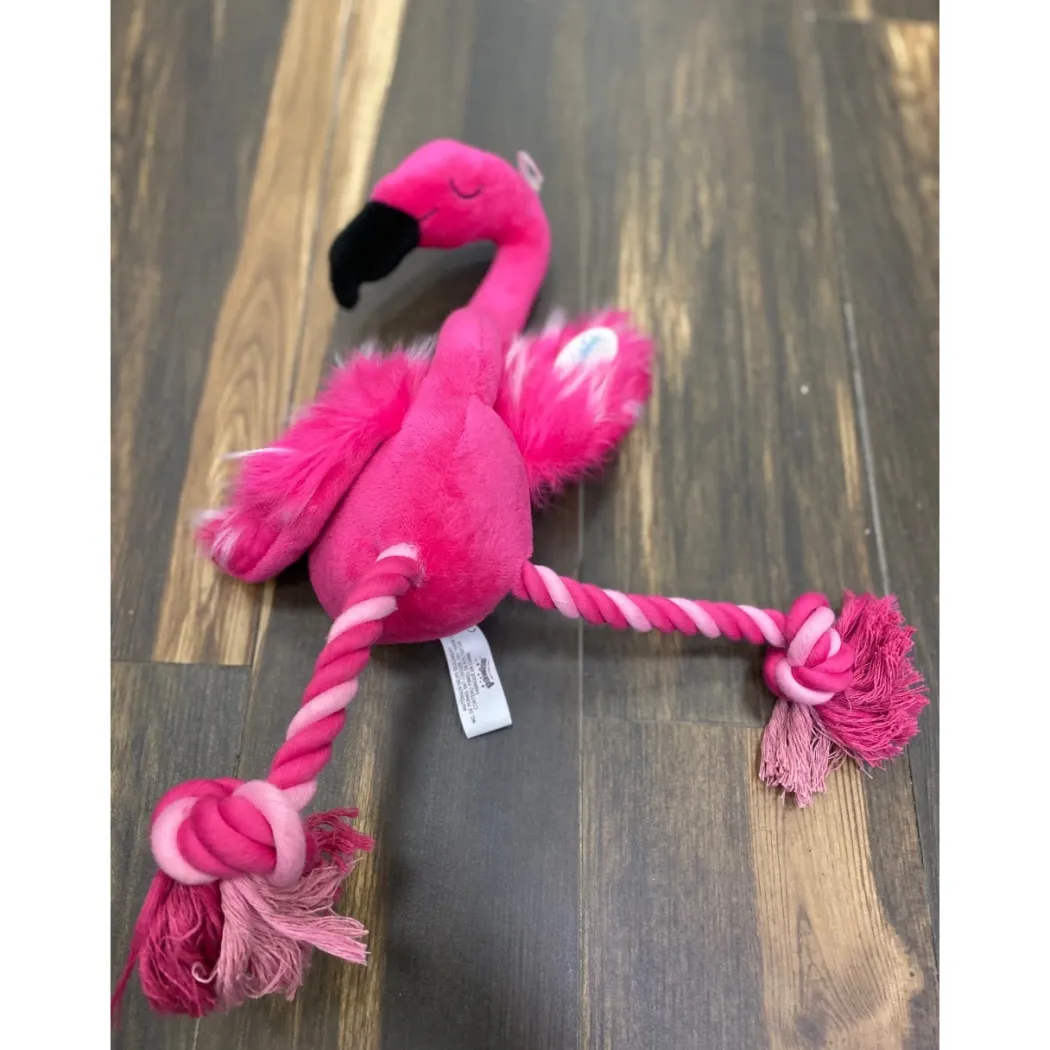 Pawise Flamingo Hundelegetøj med Reb - sjov bamse i plys