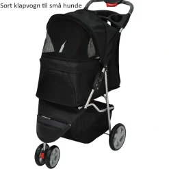 PAWISE Hunde klapvogn med 4 hjul Sort