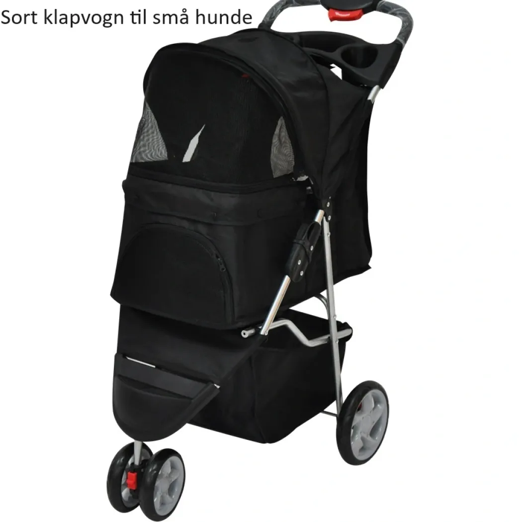 PAWISE Hunde klapvogn med 4 hjul Sort