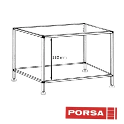 Porsa sølvfarvet akvariebord 64 liter