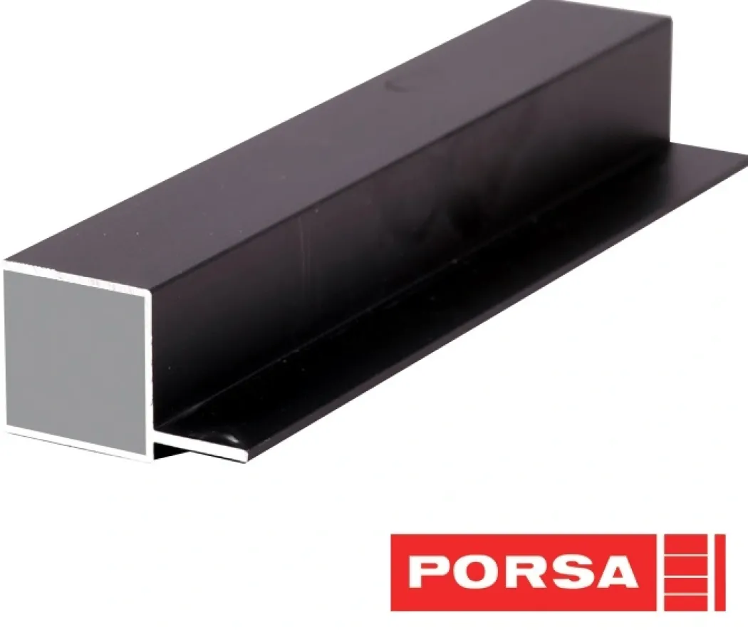 Porsa sort aluprofil firkantet med flig 75 cm.