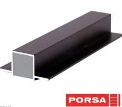 Porsa sort aluprofil med dobbelt flig 100 cm.