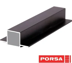 Porsa sort aluprofil med dobbelt flig 20 cm.