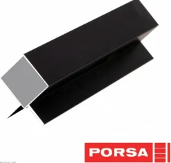 Porsa sort aluprofil med dobbelt vinkelflig 125 cm.