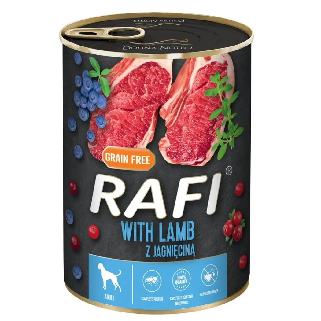 Rafi vådfoder lammekød med blåbær og tranebær 400 g