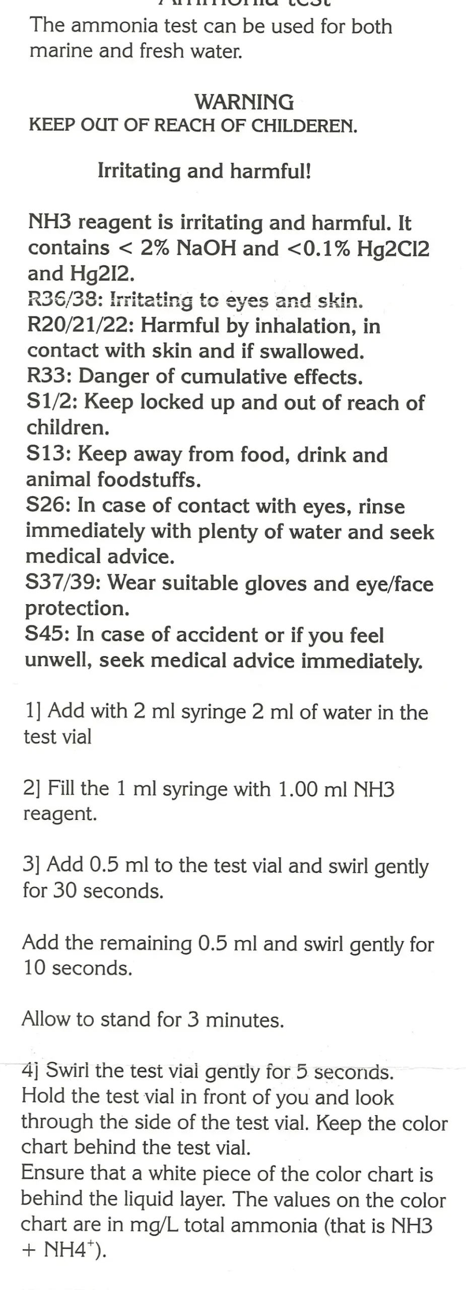 Salifert Ammonium Test NH3 / NH4