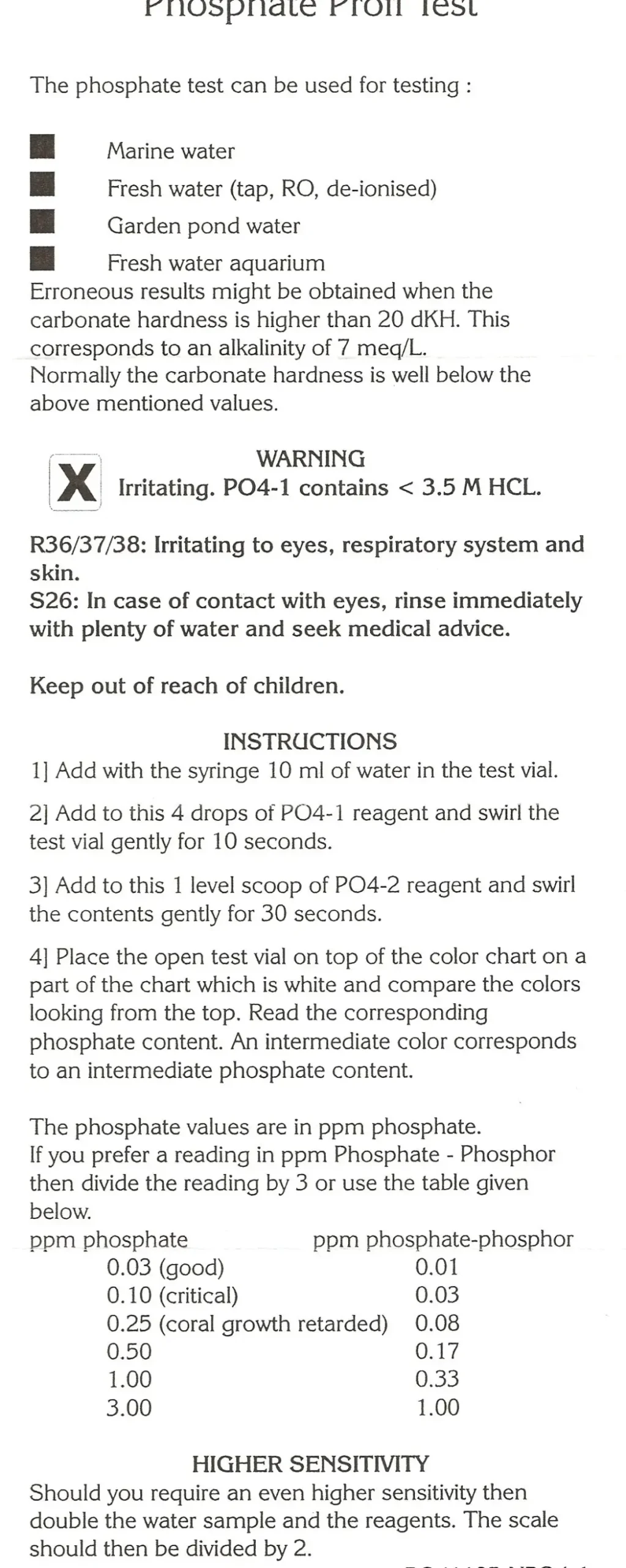 Salifert Fosfat Test PO4