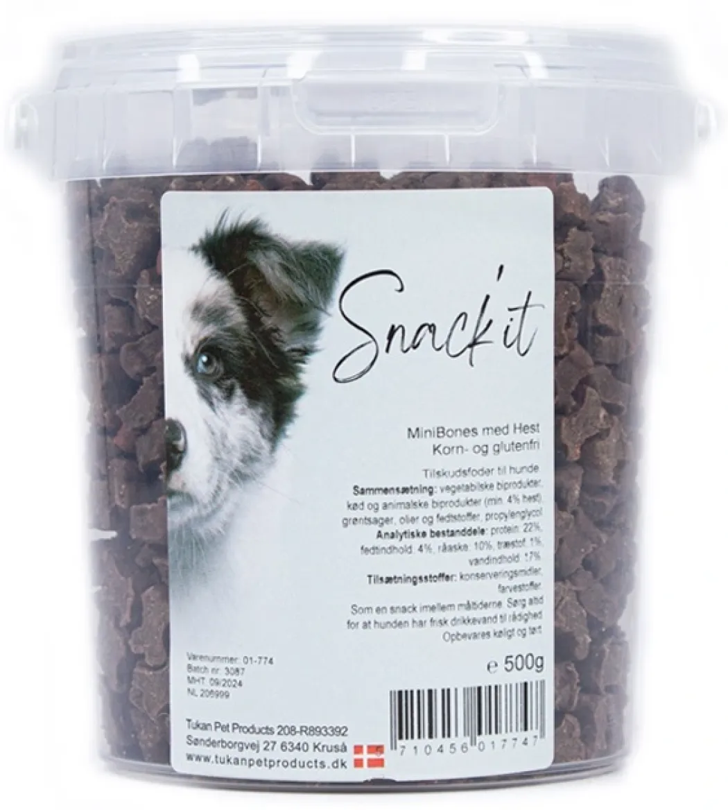 Snackit Semi-Moist Mini Bones med Hest 500 g - bløde hundesnacks