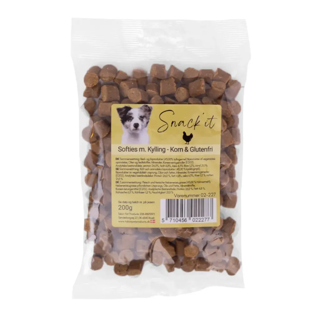 Softies med kylling hundesnacks 200 g - Klassisk belønning med høj accept